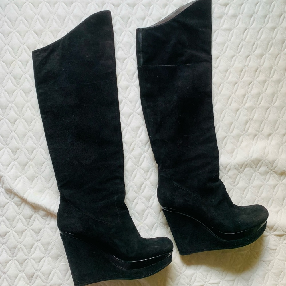 COPY - Via spiga suede high knee boots 6 black platform